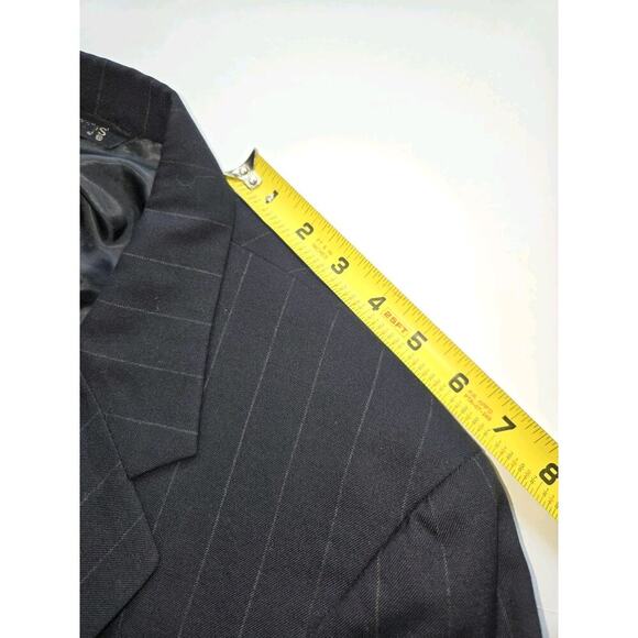 Vintage Burberrys 100% Wool Suit Coat‎ Jacket Blue Pinstripe Sz 40 - Picture 5 of 16